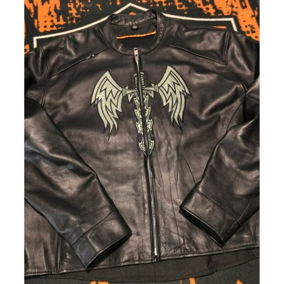 Motorcycle Riding Jacket 2XL Men, Resistant Leather, Reflective - Picture 7 of 8